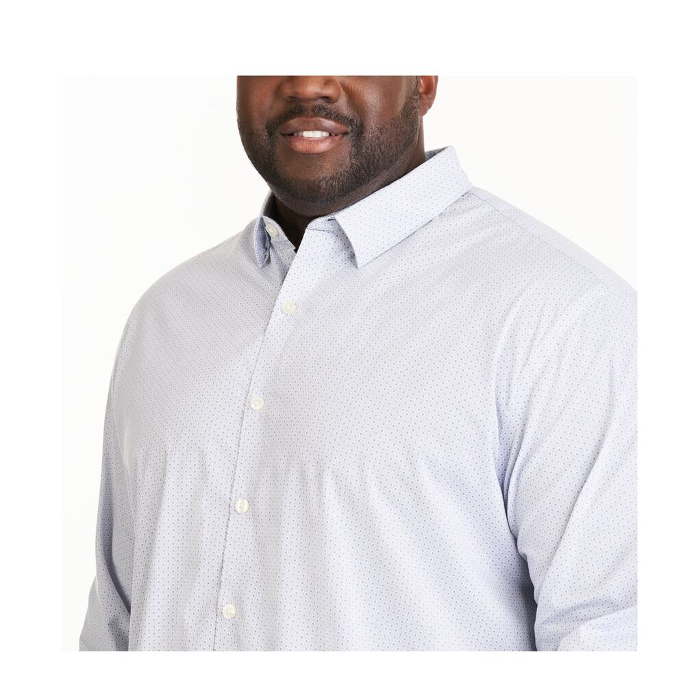 Van Heusen Stain Shield Geo Print White Long Sleeve Shirt Size 20